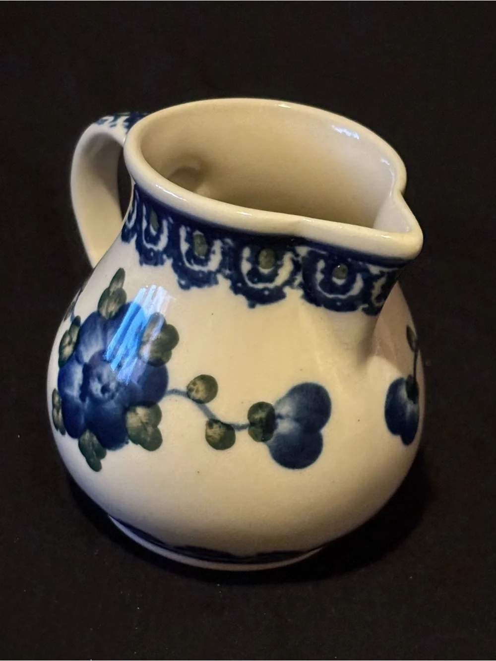 Polish Pottery Blue Poppy Small Cream Pitcher